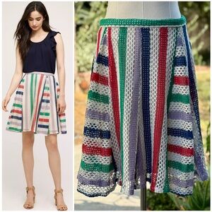 ANTHROPOLOGIE 12 EVA FRANCO French Quarter Skirt • Crochet Open Stitch Mini